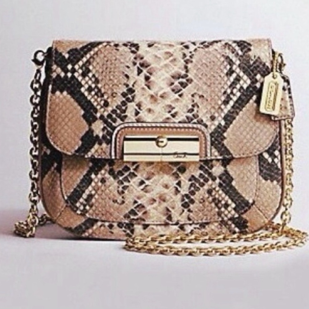 Coach Vintage. Kristin Python Embossed Crossbody Bag with Gold Hardware